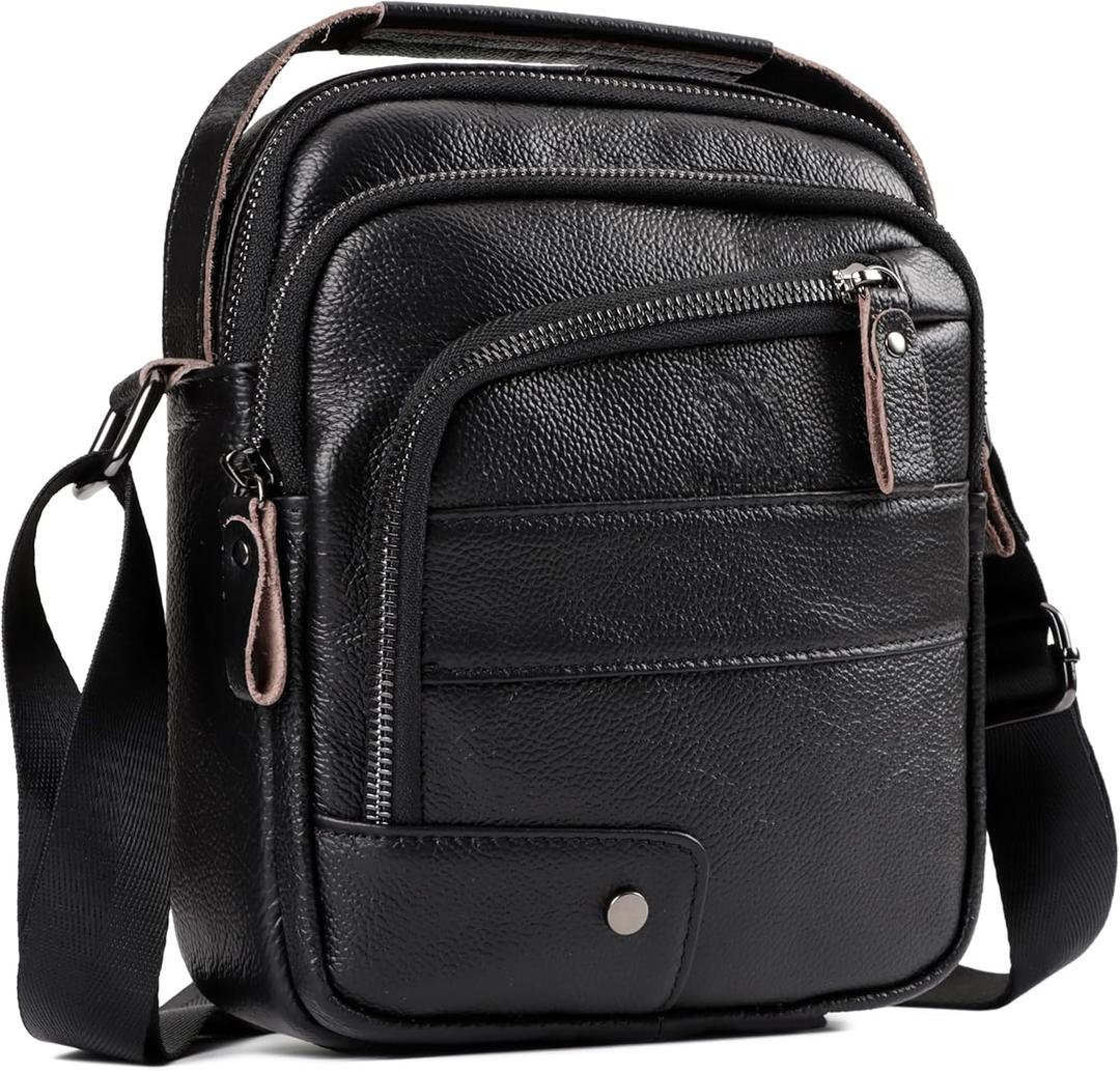 Small Messenger Bag for Men, Vintage Crossbody Bag Sling Shoulder Purse Genuine Leather Satchel Pouch Man Handbag