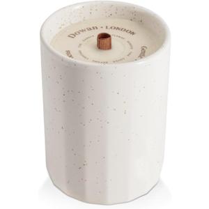 DOWAN Ceramic Jar Wood Wick Scented Candle for Women, 8Oz, White, Soy Wax & Beeswax Essential Oil-Based Fragrance ( Jasmine Cashmere)