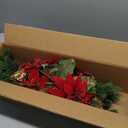 Nearly Natural Poinsettia, Berry and Golden Pine Cone Candelabrum Artificial Silk Arrangements Red 6"D x 14"W x 14"H
