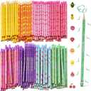Leinuosen 200 Pcs Scented Pencils for Kids Cute Motivational Colorful Fun Wood HB Pencils Bulk with Erasers Fruit Elements for School Office Classroom Student