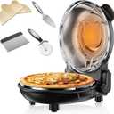 Upgrade Pizza Oven, Indoor Pizza Ovens Heats Up to 800F, 1200W Electric Pizza Oven, 12 Inch Pizza Maker with Viewing Window, Temperatures Control and Timer for Indoor and Outdoor Use (Matte Black)