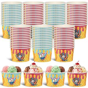 Mimorou 50 Pcs 8 oz Ice Cream Drip Baseball Paper Bowls for Birthday Party Supplies, Disposable Ice Cream Drip Baseball Treat Snack Cups, Sports Party Favors, Celebration Supplies, Table Decorations