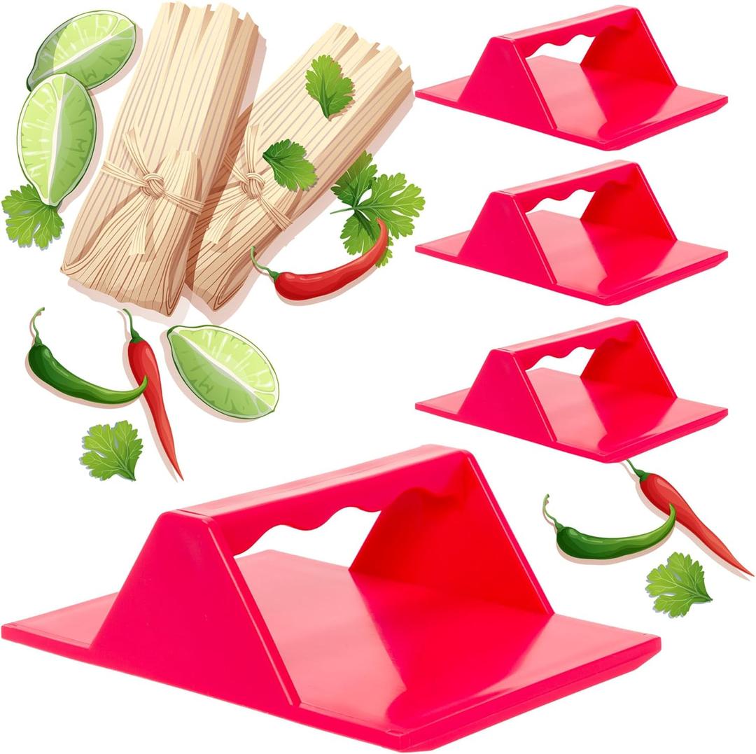 Tamales Masa Spreaders - Kitchen Utensils - Easy Grip Ergonomic Handle by Mindful Design (4 Pack, Red)