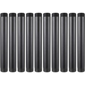 10 Pack 1 Inches x 10 Inches Black Malleable Steel Nipples Fitting, DIY Steampunk Industrial Vintage Style.