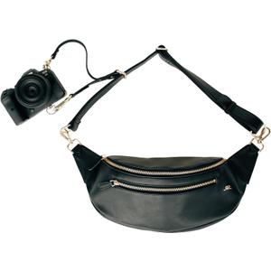 The Sidekick Camera Bag Compact, Vegan Leather, Hands-Free Crossbody with Protective Suede Interior, Black