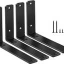 4 Pack - L 6" x H 4" x W1.5, 5mm Thick Black L Shelf Bracket, Iron Shelf Brackets, Metal Shelf Brackets, Floating Shelf, Shelf Supports with Screws