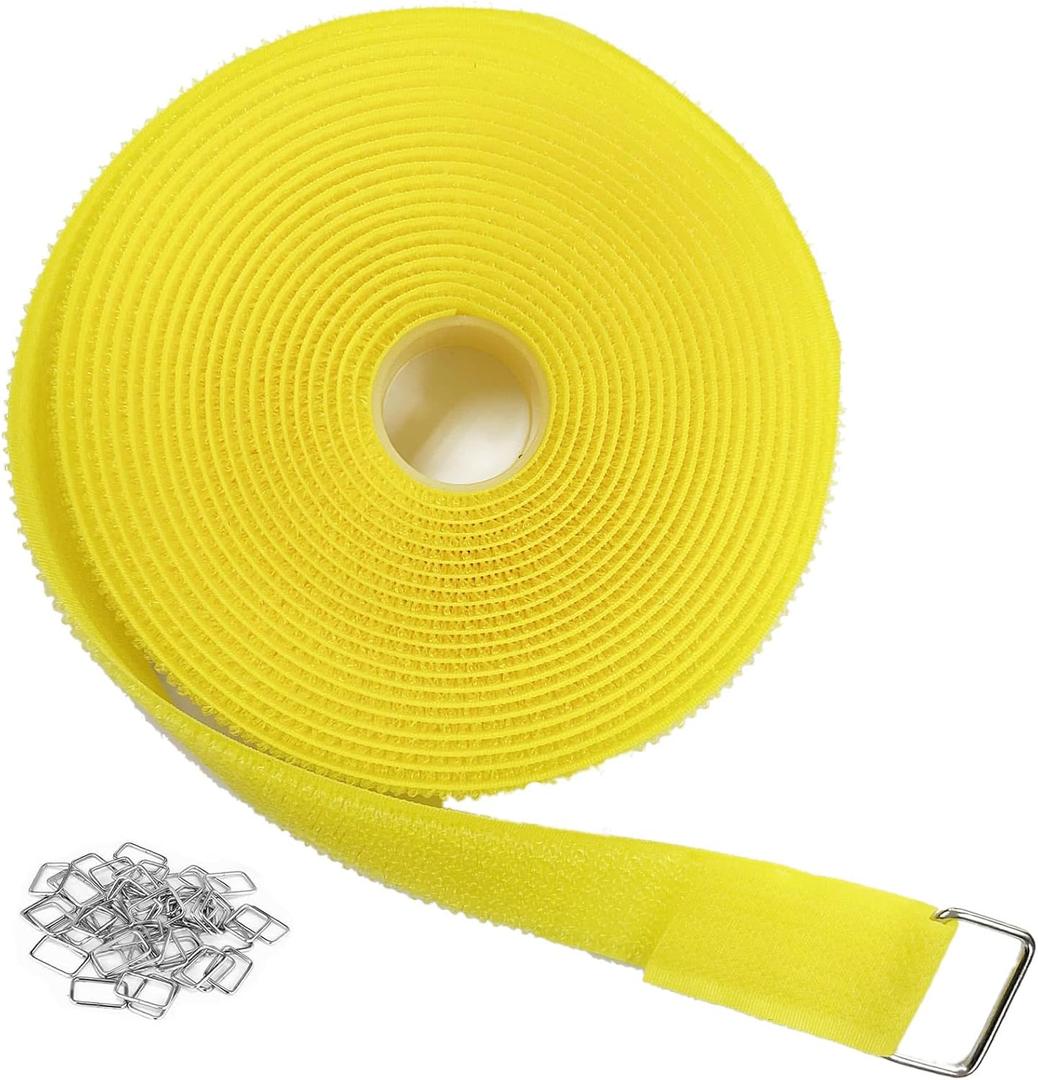 YMCRLUX 1"x18ft Hook and Loop Storage, 1 inch Wide, Yellow