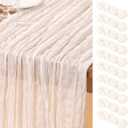 DeZerlor Ivory White Cheesecloth Table Runner 10 Pack Spring Easter Table Runners Boho Gauze 120 Inches White Cheese Cloth Table Decor for Wedding Bridal Baby Shower Parties Ivory White, 10 Pack