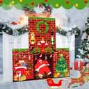 Christmas Door Cover 6.6 x 6.33 ft Fake Fireplace Backdrop Banner Red Wall Backdrop Xmas Hanging Banner Porch Sign for Indoor Wall Outside Front Door Winter Holiday Xmas Party Supplies