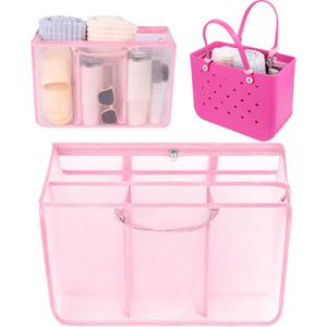 OUTXE Beach Bag Organizer Compatible with X Large Bogg Bag Accessories Inserts, Lightweight Mesh Insert Divider Pouch for Original XL Bogg Bags, Beach Tote Bags Insert for Organizing (#7-Light Pink)