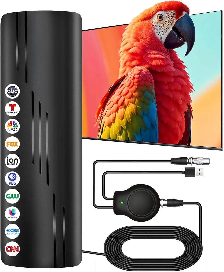 2025 Tv Antenna Indoor Outdoor, Supports 8K 4K 2K 1080P Tv Antenna for Local Channels, 2200+ Miles TV Antenna with Signal Booster Amplifier, Waterproof Digital Antenna for Smart Tv