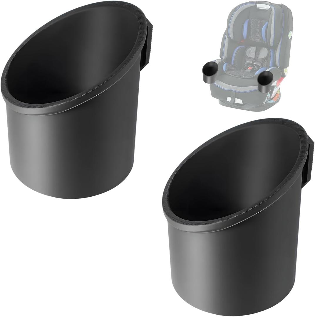 2 Pcs Car Seat Cup Holders Compatible with 4Ever DLX Car Seats, Dishwasher Safe Single Cup Holder, Durable Replacement Accessory for Toddler Car Seats, Fits Left or Right Side(Black)