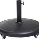 C-Hopetree 44 lb Heavy Duty Round Base Stand with Rolling Wheels for Outdoor Patio Market Table Umbrella, Black