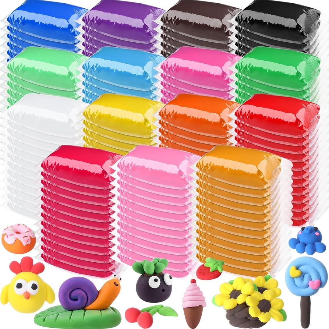 VioraWhite 72 Pcs 38oz Air Dry Clay Bulk Modeling Ultra Lightweight Foam Modeling Clay for Kids Adults DIY Gifts Party Arts Crafts and School Project Supplies(15 Colors)