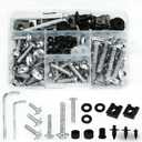 Motorcycle Fairing Bolt Kit, 195Pcs Stainless Steel M5 M6 Windscreen Screws Fastener Clips Universal Fit for Kawasaki Suzuki GSXR Honda Ducati Yamaha BMW Motorcycle Sportbike, Silver