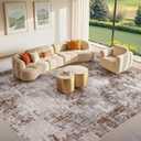 Tortania Washable 8x10 Area Rug for Living Room: Modern Abstract Neutral Large Soft Thin Rugs - Non Slip Indoor Carpet for Bedroom Dining Room Office Nursery Home Floor Decoration - Brown