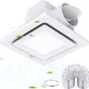 LANMEL Bathroom Exhaust Fan with Light, 10" Panel Bathroom Ceiling Ventilation Fan (8x8 Mount), 112 CFM 1.0 Sones, Quiet Square Bath Fan Light Combo for Bathrooms, Shower, Office, Restroom Etc