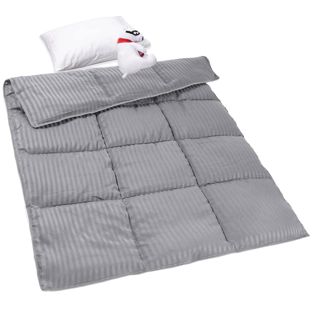 ZPECC Toddler Down Alternative Comforter, 39x47 Hypoallergenic Baby Blanket Quilt, Soft Breathable Lightweight All Season Kids Duvet Insert for Crib Stroller Cot Daycare, Grey Stripe