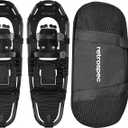 Retrospec Drifter Snowshoes for Women & Men - Lightweight Aluminum Frame Snow Shoes with Double Ratchet Binding System, Heel Lifts & Carry Bag for All Terrain Hiking & Winter Sports (25", Black Ice)