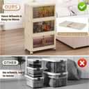 3 Tier Stackable Plastic Storage Bins with Lids 28QT, Collapsible Closet Organizers and Storage with Wheels for Living Room,Office,Dorm