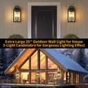 20" Extra Large Outdoor Wall Light, Black Exterior Lighting Fixtures, 20''-No Sensor-1pcs