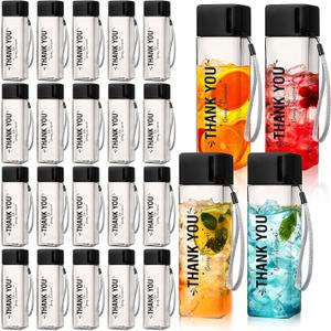 Maxdot 24 Pcs Thank You Water Bottles Bulk 17 oz Employee Appreciation Gifts Plastic Water Bottle Reusable Cup Inspirational Thank You Gifts for Teacher Nurse Staff Coworker Employees Team(Black)