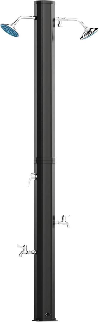 Outsunny 9.2 Gal Solar Heated Outdoor Shower, 2-Section 7.1F Outdoor Solar Shower with 2 Free-Rotating Shower Heads, 2 Foot Showers & Temperature Adjustment for Backyard Poolside Beach Pool Spa