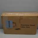 Stainless Steel Cat Litter Box with Lid, Extra Large Enclosed Metal Litter Pan with High Sides, Full Flip Cover Litter Box for Large Cat, Include Scoop & Step, Leak Proof Easy Clean Odor Control, Grey