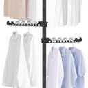 Hershii Garment Clothes Rack Coat Tree Clothing Drying Hanging Holder Organizer Standing Adjustable Laundry Pole Tension Rod Floor to Ceiling Indoor Corner Storage Shelf 6 Tiers - Black