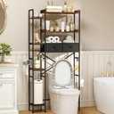 7-Tier Over the Toilet Storage Shelf, Large Bathroom Organizer with 2 Fabric Drawers, 4+3 Adjustable Side Shelves, Sturdy Freestanding Space Saver Rack with Hooks for Bedroom, Laundry, Brown, 60*24*177cm Pack of 28