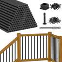 CKE 32" Square Deck Balusters, 3/4" Diameter Hollow Square Aluminum Deck Spindles, 120 Packs Black Aluminum Deck Balusters for Wood and Composite Deck Railings with Screws & Balusters Conectors S32