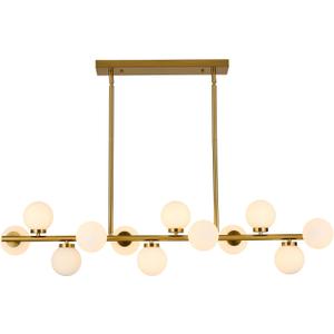 Chandeliers for Dining Room Gold Chandelier Linear Chandelier 12 Light Rustic Industrial Iron Chandeliers for Dining Room Lighting Fixtures Hanging, (Brushed Brass)