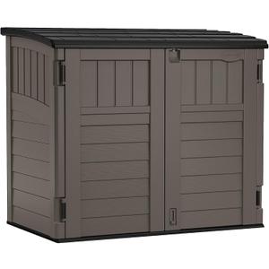 Suncast Outdoor Storage Shed for Backyard and Garden, Horizontal, 4' x 2.5', Stoney Grey - Portable Utility Deck and Cabinet for Tools, Equipment, and Garbage