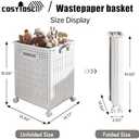 Multi-functional collapsible dirty clothes hamper with wheels plastic laundry hamper for bedroom, bathroom and laundry room, storage basket with handle (White, Extra Large with Pulley)