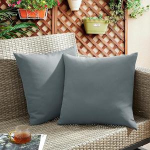 uredown® Outdoor Waterproof Throw Pillows, 20 x 20 Inch Feathers and Down Filled Decorative Square Pillows for Garden Patio Bench, Pack of 2, Grey