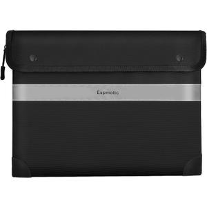 Fireproof Document Bag 5200F Heat-Resistant, 14.2" x 10.6" Waterproof Money Pouch with 8-Layer Protection, Zipper and Snap Closure, Reflective Strip for Quick Access, Black