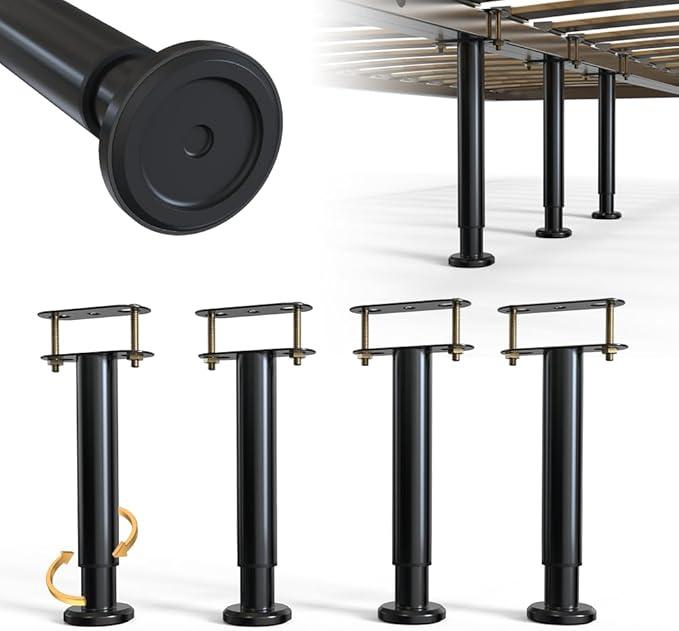 YUEYIN Under Bed Metal Support Legs, Adjustable Height Bed Frame Support Leg, Bed Slat Support Leg for Heavy Duty/Wooden/King/Queen Bed Frame (7"12.6" (4pcs))