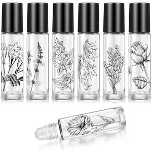 Patelai 8 Pack Essential Oil Roller Bottles 10ML Empty Glass Bottles Refillable Perfume Container with Roller Balls for Essential Oil Perfume Lip Gloss