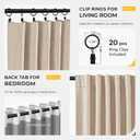 INOVADAY 100% Blackout Curtains for Bedroom, Black Out Curtains 96 Inch Long, Clip Rings Linen Blackout Drapes, Thermal Insulated Room Darkening for Living Room, 2 Panels - Oatmeal,W50xL96