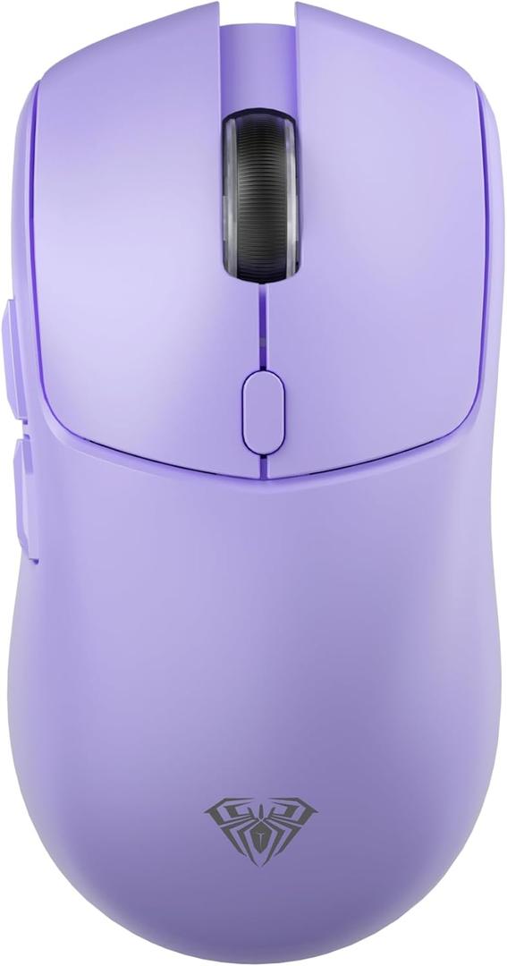 AULA SC580X Wireless Gaming Mouse, Tri-Mode 2.4G/BT5.0/USB-C Gaming Mouse, 12000 DPI Rechargeable Wireless Mouse with 6 Programmable Buttons, Ergonomic Computer Mouse for Laptop/PC/Mac/Tablet (Light purple)