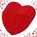 Valentine‘s Day Heart Shaped Rug Decorative Valentine Heart Door Mat 20 x 24 Inch Non Slip Washable Soft Fluffy Shower Mat Entrance Welcome Carpet for Home Living Room Bedroom Kitchen(Red)