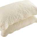 BOSOWOS Quilted Pillow Shams Set of 2, Decorative Microfiber Standard Size Bed Pillow Shams, Soft Breathable Pillow Covers with Envelope Closure (Light Yellow, 20 x 26 Inch) (26" x 20" (Pack of 2))