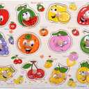 Fruits Puzzle Wooden for Toddlers 3+ Years Old Montessori Fruit Learning Toy with Sorting Board Colorful Fruit Blocks - Educational Preschool Toy for Boys Girls - Fine Motor Skills Early Learning