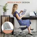 DUMOS Office Chair, Comfy Desk Chair Rolling Vanity Swivel Task Chairs with Wheels, Wide Seating Armless Height Adjustable Computer Chairs for Home,Bedroom,Student,Adults, Classic Grey, Medium