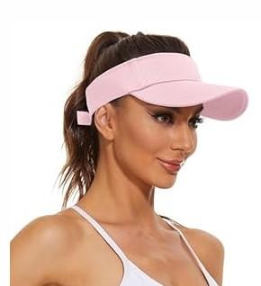 Century Star Visors for Women Mens Sun Visor Hats Sports Outdoor Tennis Running Adjustable Beach Cap Sun Protection (One Size, Pink)
