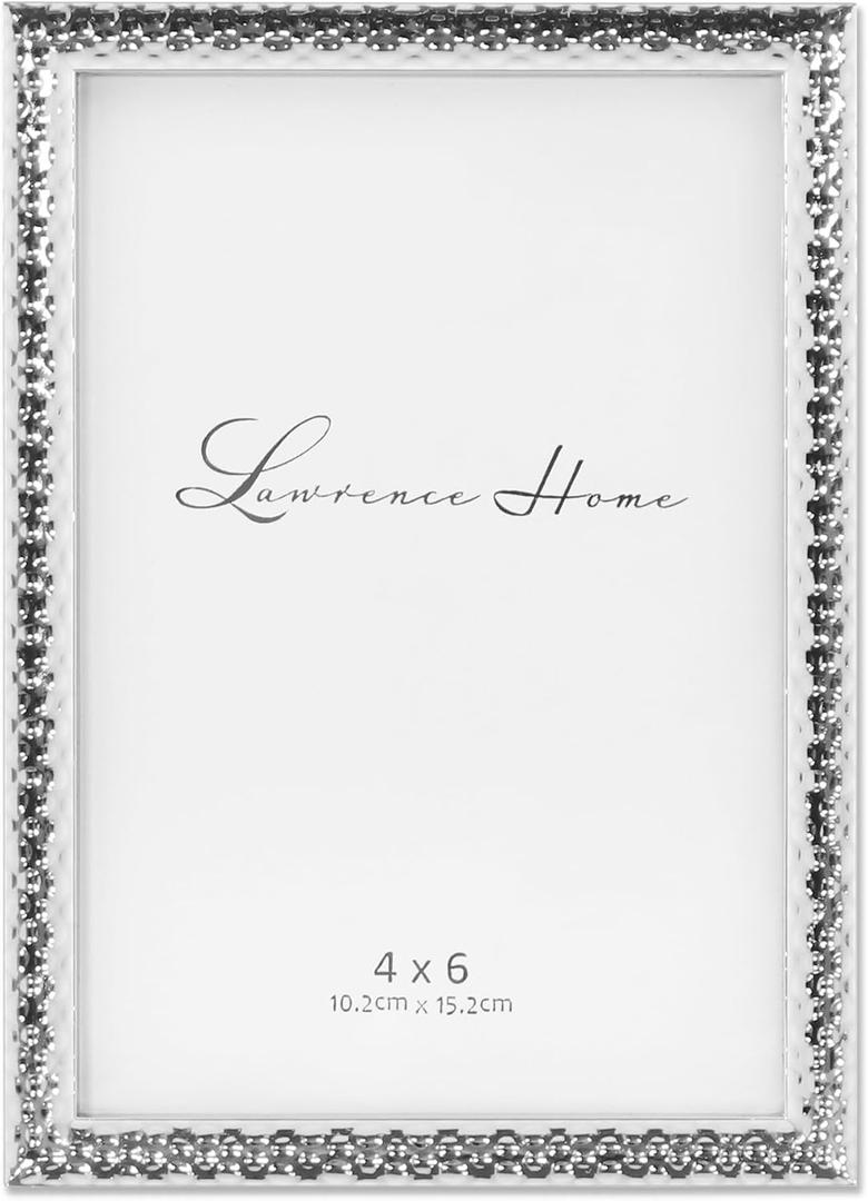 Lawrence Frames Metal Picture Frame with Hammer Effect, 4x6, Silver