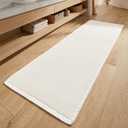MIULEE Waffle Bathroom Runner Rugs, Super Absorbent Non Slip Bath Rug, Upgraded Soft Quick Dry Washable Boho Long Bath Mat with Tassels for Hallway Laundry Room Bedroom, 2'x6' (24"x72"), White