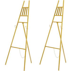 2Pcs 58" Gold Easel Stand for Sign - Adjustable Metal Easel Stand for Wedding Welcome Sign, Display, Painting & Events, Sturdy Sign Holder Stand for Posters & Art