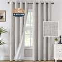 H.VERSAILTEX Blackout Curtains, Chenille Linen Curtains 84 inches Long 100% Blackout Curtains for Bedroom, Textured Linen Look Draperies Grommet with White Liner, 2 Panels, Heather Cloud