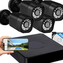 4CH 1080P Wired Security Camera System, AIWIXEN CCTV DVR with 512GB Hard Drive, 4 x Home Surveillance IP68 Waterproof Security Cameras with Human Vehicle Detection, Remote Access, 24-7 Recording